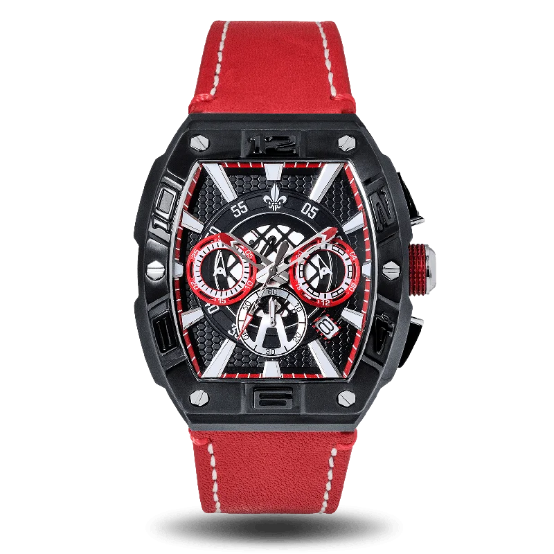 men's chronograph watches with manual style design -The Intrepid Chronograph - Red men's chronograph watches with manual style design -The Intrepid Chronograph - Red
