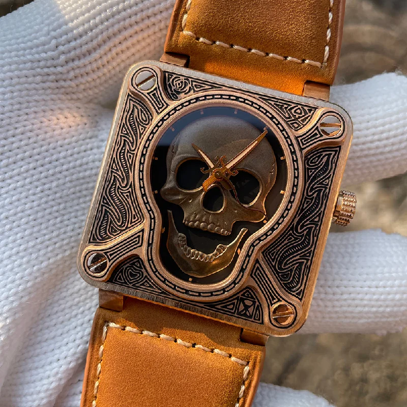 men's dive watches with quick-release straps -Steelflier SF761S Burning Skull Bronze Watch