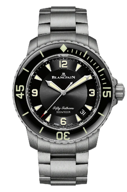 Men's Silver Dress Watches-Blancpain Fifty Fathoms Automatic Titanium 5015 12B30 98 Men's Silver Dress Watches-Blancpain Fifty Fathoms Automatic Titanium 5015 12B30 98