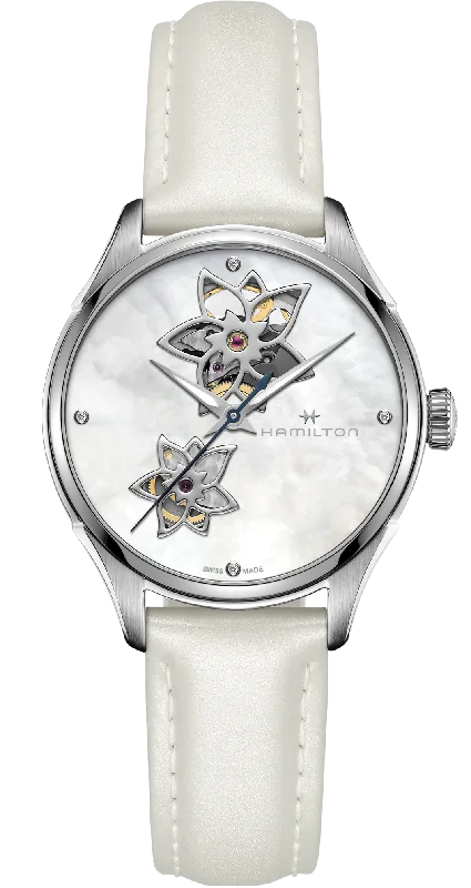 women's Hamilton leather strap watches -Hamilton Watch Jazzmaster Open Heart Lady