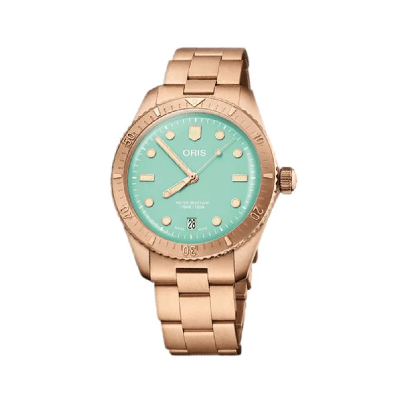 men's field watches for young adventurers -Divers Sixty‑Five Cotton Candy Automatic 38mm - Green on Bracelet