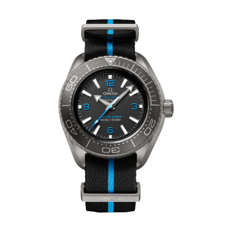 men's digital watches with solar display function -Seamaster Planet Ocean Ultra Deep 6000M Co-Axial Master Chronometer 45.5mm - Black on Fabric Strap