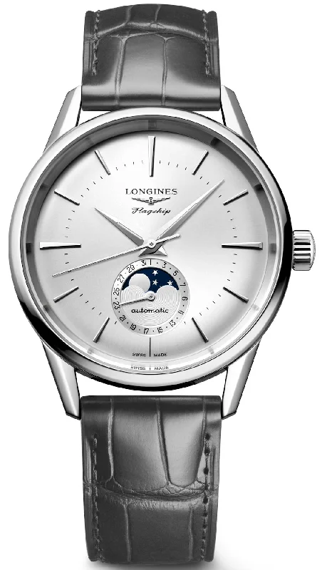 men's mechanical watches with monogram engraving design -Longines Flagship Heritage Mens