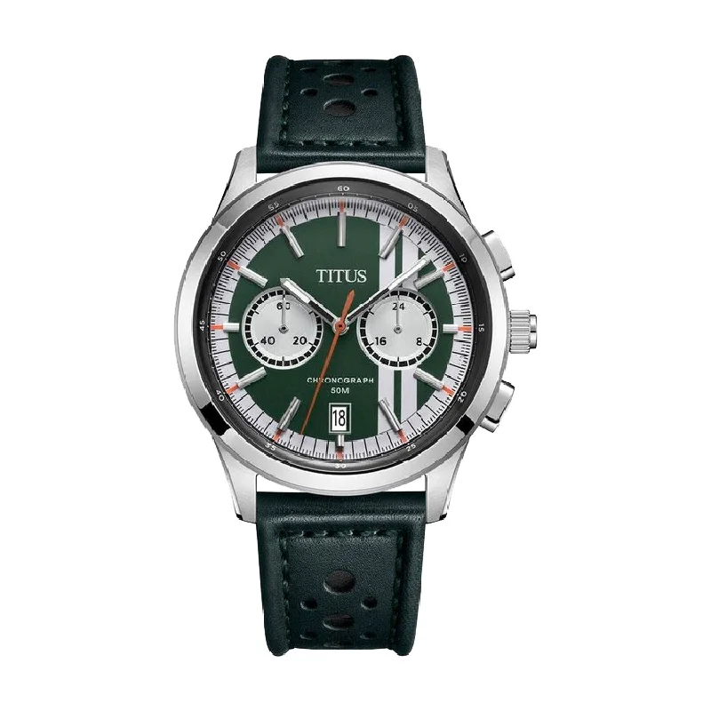 men's digital watches with phosphorescent display function -SOLVIL ET TITUS BRAVO W06-03236-019 CHRONOGRAPH  QUARTZ LEATHER MEN WATCH