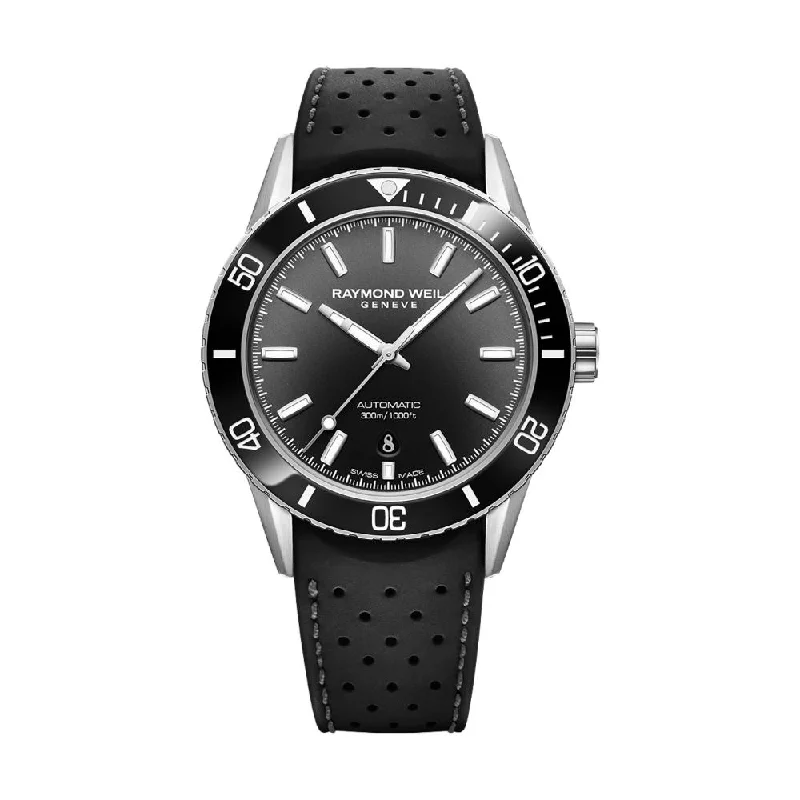 men's dive watches with automatic style -Freelancer Diver Black Gradient Dial 42.5 on Rubber Strap