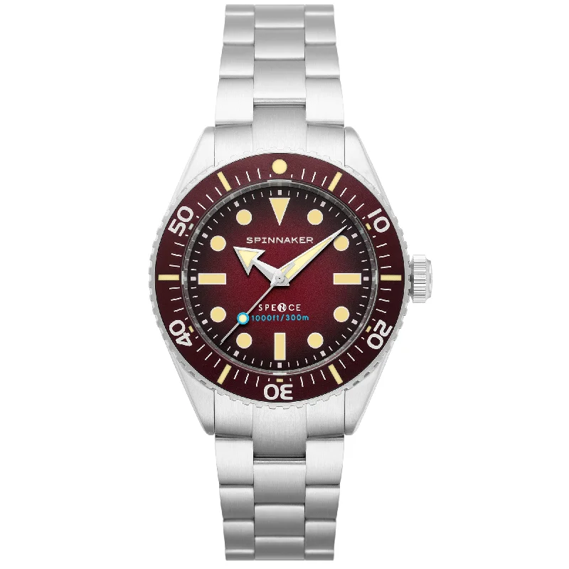 men's skeletonized watches for fashion-forward men -Spinnaker Spence 300 Meters Automatic Red men's skeletonized watches for fashion-forward men -Spinnaker Spence 300 Meters Automatic Red