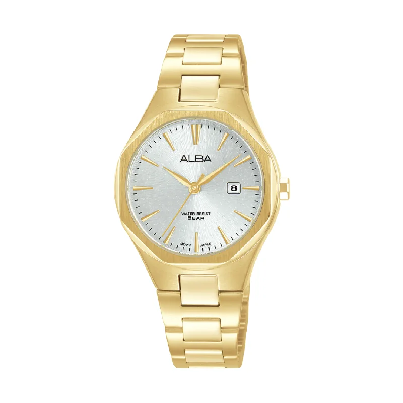 women's mechanical watches with date magnifier design -ALBA AH7DN2X FASHION QUARTZ 3 HANDS DATE WOMEN WATCH