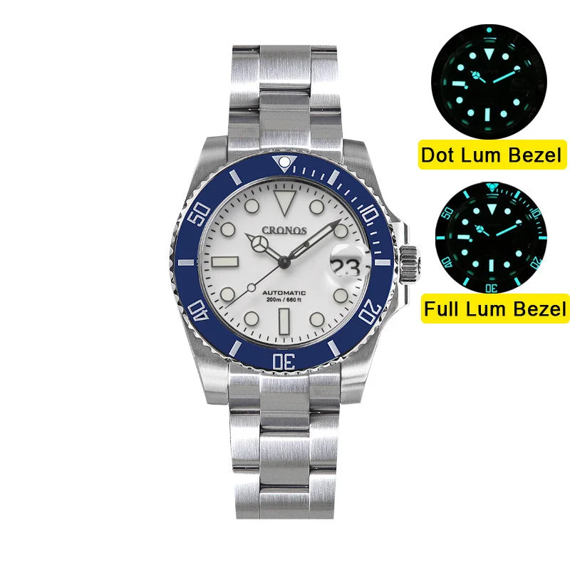 white dial/blue bezel