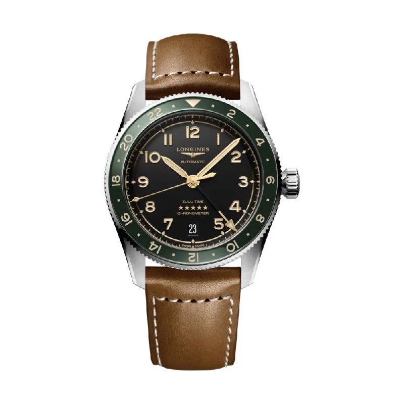 men's chronograph watches with collector's edition design -Spirit Zulu Time 39mm Green on Leather Strap men's chronograph watches with collector's edition design -Spirit Zulu Time 39mm Green on Leather Strap