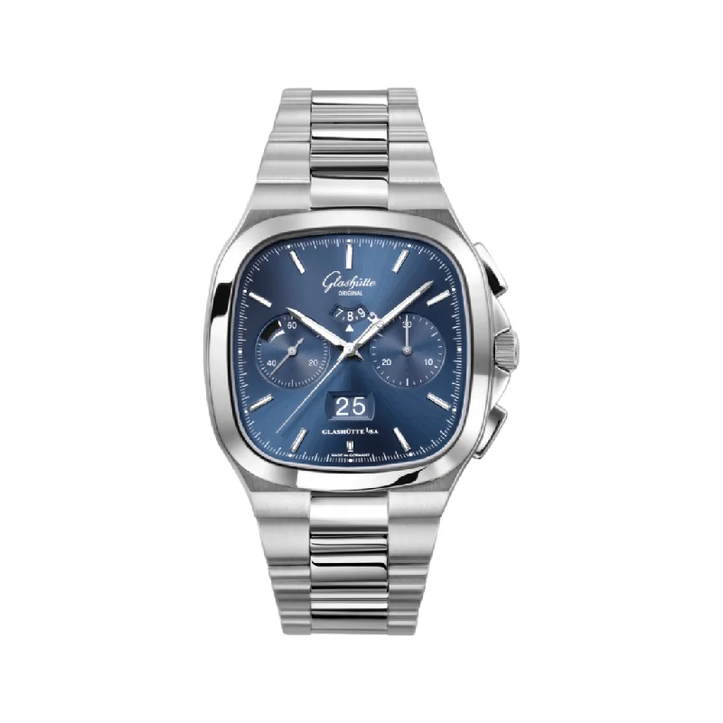 men's chronograph watches with acrylic glass -Seventies Chronograph Blue 40mm - PVD Coated Stainless Steel on Bracelet