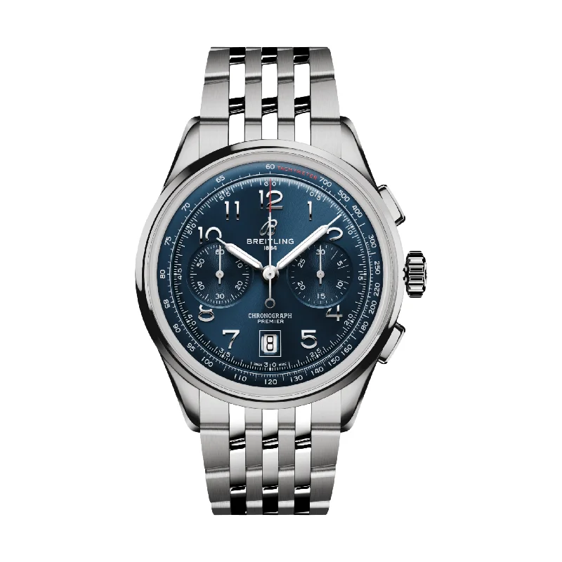 men's pilot watches with magnetic-resistant style design -Premier B01 Chronograph 42mm Stainless Steel - Blue men's pilot watches with magnetic-resistant style design -Premier B01 Chronograph 42mm Stainless Steel - Blue