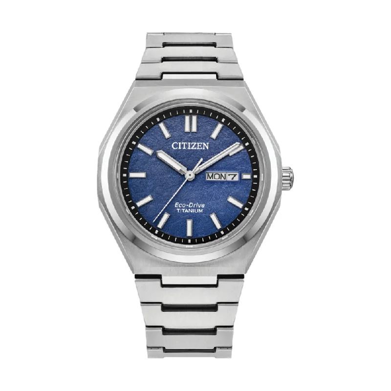 men's pilot watches with interchangeable style straps -Forza Three-hand Eco Drive Super Titanium Blue
