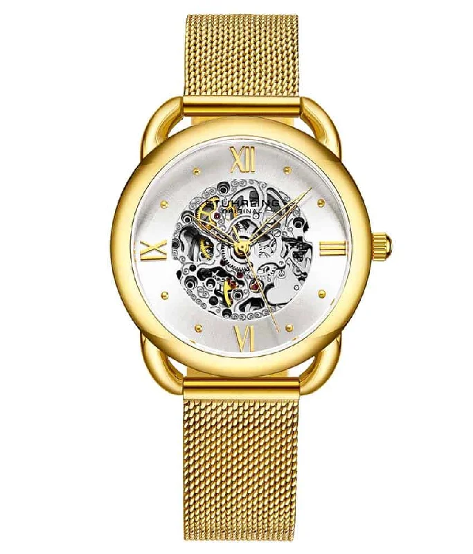 Silver Dial / Gold Case / Gold Stainless Steel Bracelet Gold Layered Foldover Buckle