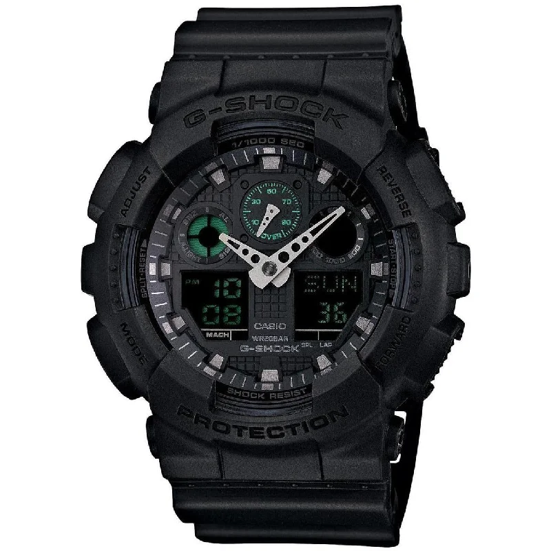 men's skeletonized watches with visible movement -G-Shock GA-100MB Classic X-Large Digital Matte Black Green