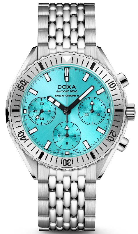 men's mechanical watches with SuperLuminova design -Doxa Sub 200 C-Graph II Aquamarine Bracelet