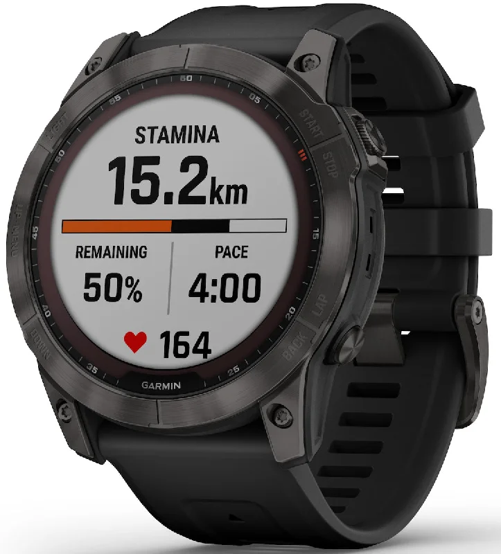 Smart Watches for Mens Fall Detection-Garmin Watch Fenix 7X Sapphire Carbon Grey Titanium D
