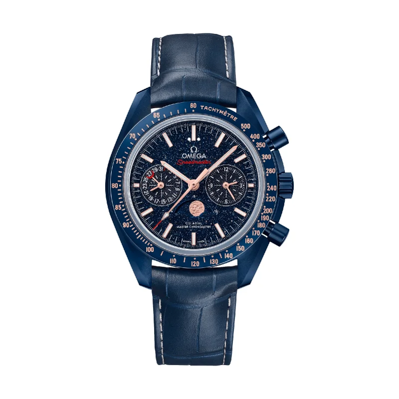 men's GMT watches with quartz design -Speedmaster Moonphase "Blue Side Of The Moon" Co-Axial Master Chronometer Chronograph Ceramic 44.25mm - Blue on Leather Strap men's GMT watches with quartz design -Speedmaster Moonphase "Blue Side Of The Moon" Co-Axial Master Chronometer Chronograph Ceramic 44.25mm - Blue on Leather Strap