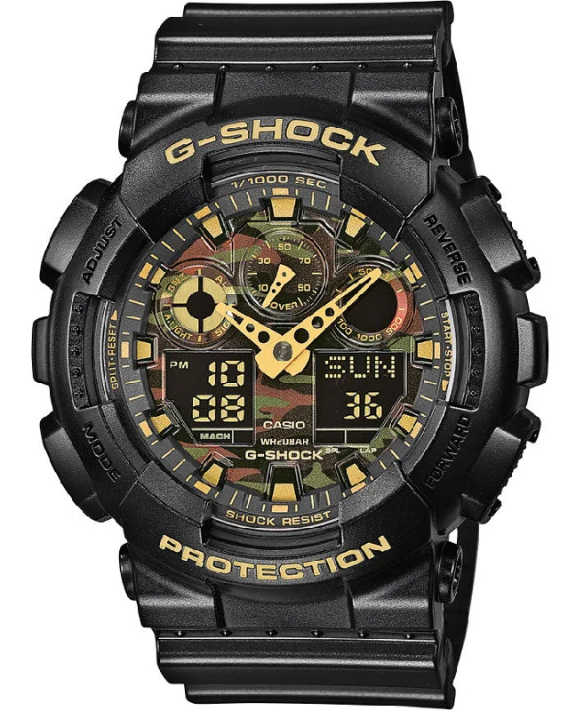 men's mechanical watches with water-resistant design -G-Shock GA-100 Worldtime Alarm Camouflage Mens
