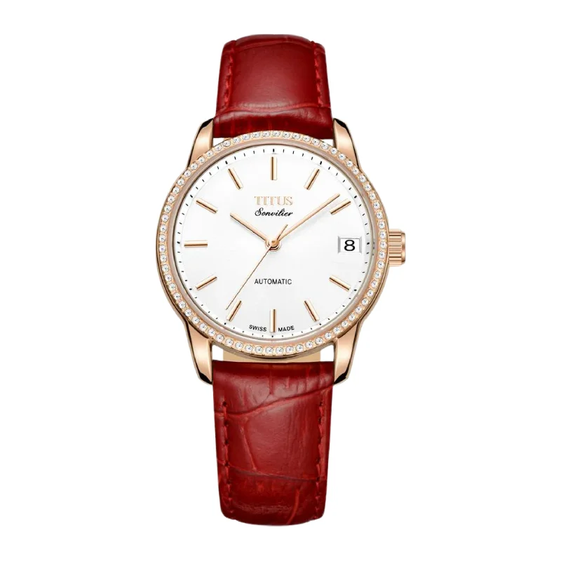 women's mechanical watches with shock-resistant design -SOLVIL ET TITUS SONVILIER W06-03168-001 3 HANDS DATE AUTOMATIC WOMEN WATCH