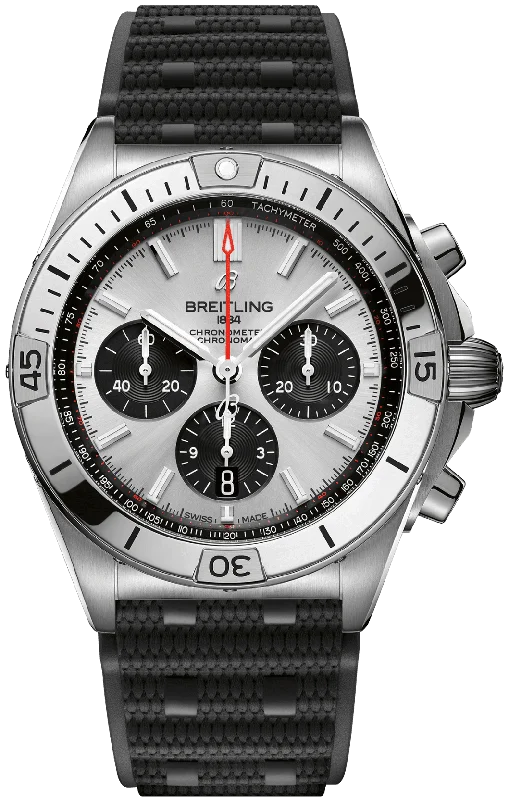 men's mechanical watches for outdoor adventures -Breitling Chronomat B01 42 Silver