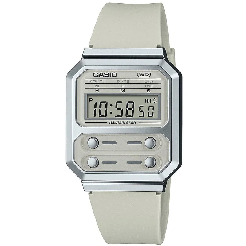 Unisex Special Edition Style Watches-Casio Vintage Unisex Grey Watch A100WEF-8AEF