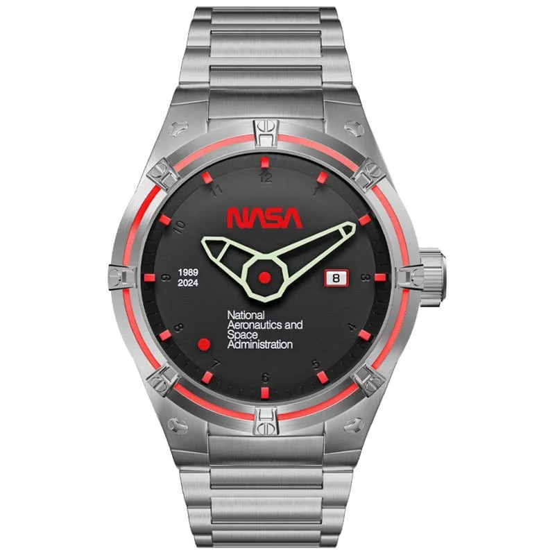men's skeletonized watches with unique movement -Nubeo Galileo Automatic NASA Mars Black Limited Edition