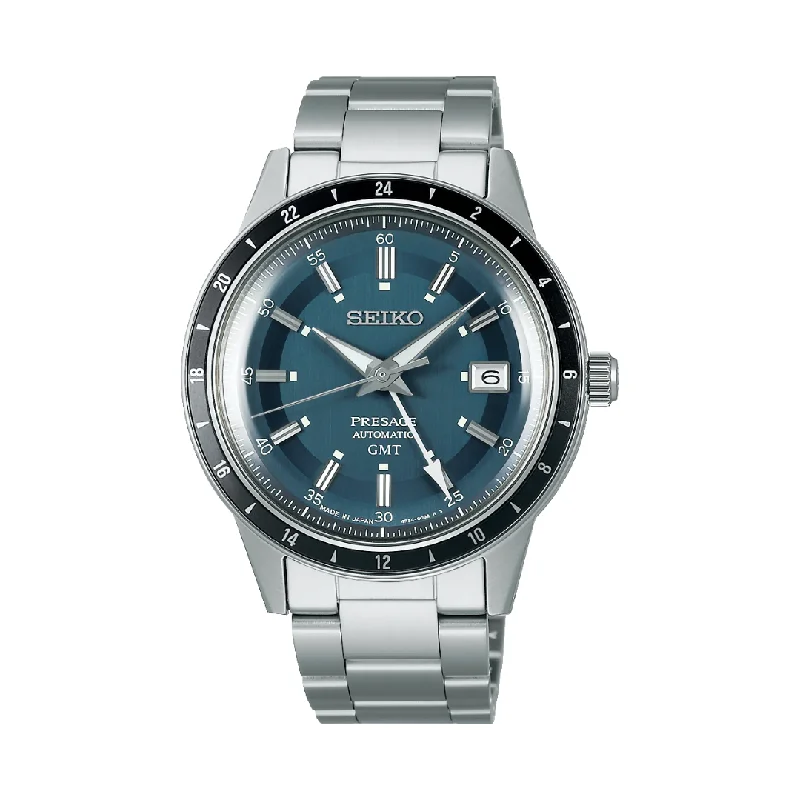 best men's Seiko watches -SEIKO PRESAGE SSK009J1 PETROL BLUE STYLE 60S ROAD TRIP GMT AUTOMATIC MEN WATCH