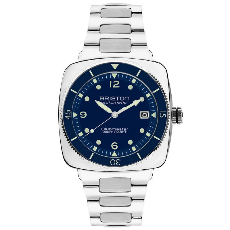men's skeletonized watches with large case diameter -Briston Clubmaster Legend Automatic Diver Navy Blue SS men's skeletonized watches with large case diameter -Briston Clubmaster Legend Automatic Diver Navy Blue SS