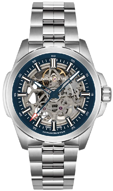 men's mechanical watches with Japanese SuperLuminova display -Norqain Independence Skeleton 42mm Bracelet