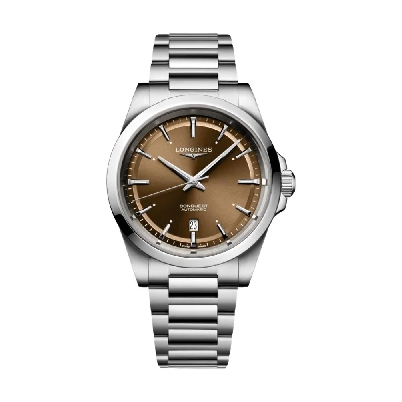 men's field watches with SuperLuminova design -Conquest 41mm Sunray Brown