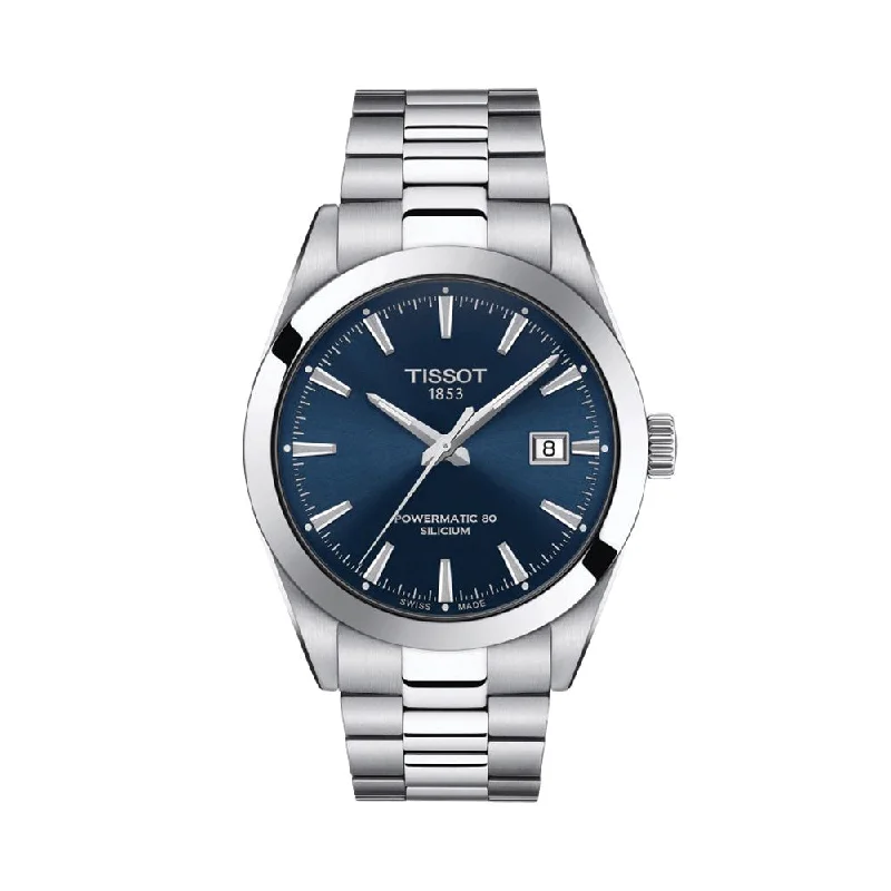 men's dive watches with magnifying style -Gentleman Powermatic 80 Silicium 40mm - Blue on Bracelet