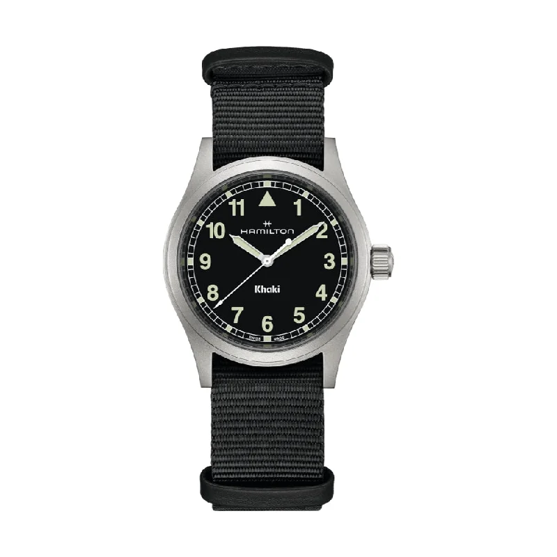 men's GMT watches with self-winding style design -Khaki Field Quartz Black Dial, 38mm