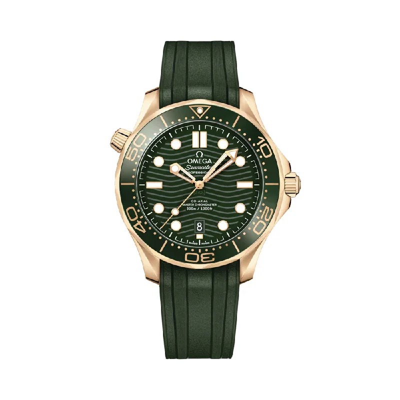 men's digital watches with mechanical style design -Seamaster Diver 300M Moonshine™ Gold 42mm - Green on Rubber Strap men's digital watches with mechanical style design -Seamaster Diver 300M Moonshine™ Gold 42mm - Green on Rubber Strap