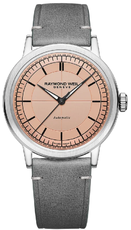 men's mechanical watches with solar style design for sustainability -Raymond Weil Millesime Pink