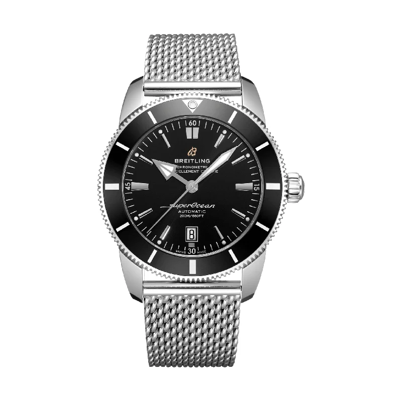 men's digital watches with phosphorescent display function -Superocean Heritage B20 Automatic 46mm Stainless Steel - Black