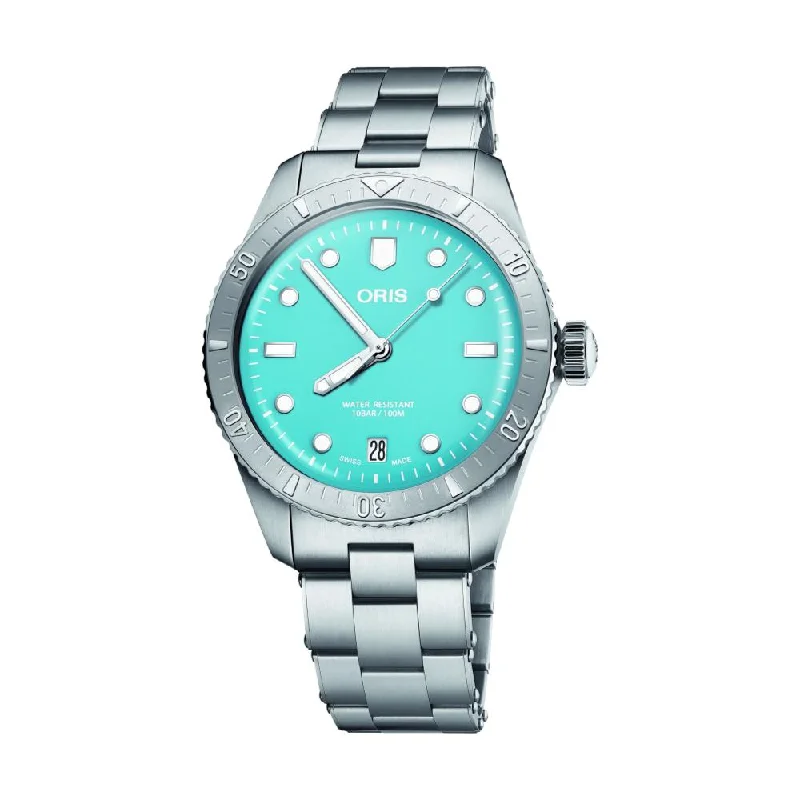 art-deco-revival dress-Divers Sixty-Five 'Cotton Candy' Steel Blue
