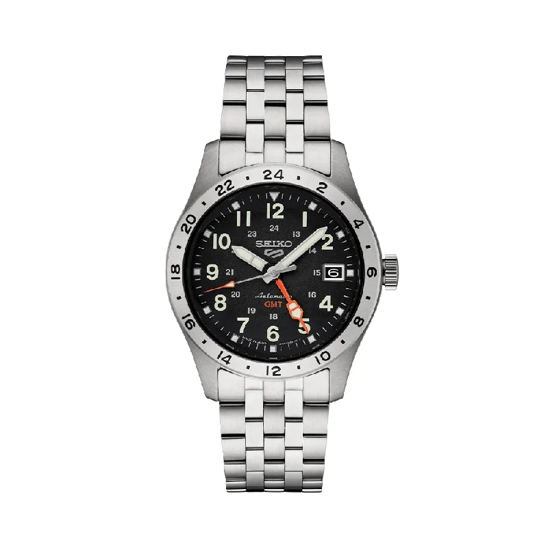 men's field watches with tool-free strap change style -SSK023 5 Sports Field GMT 39.4mm - Black on Bracelet