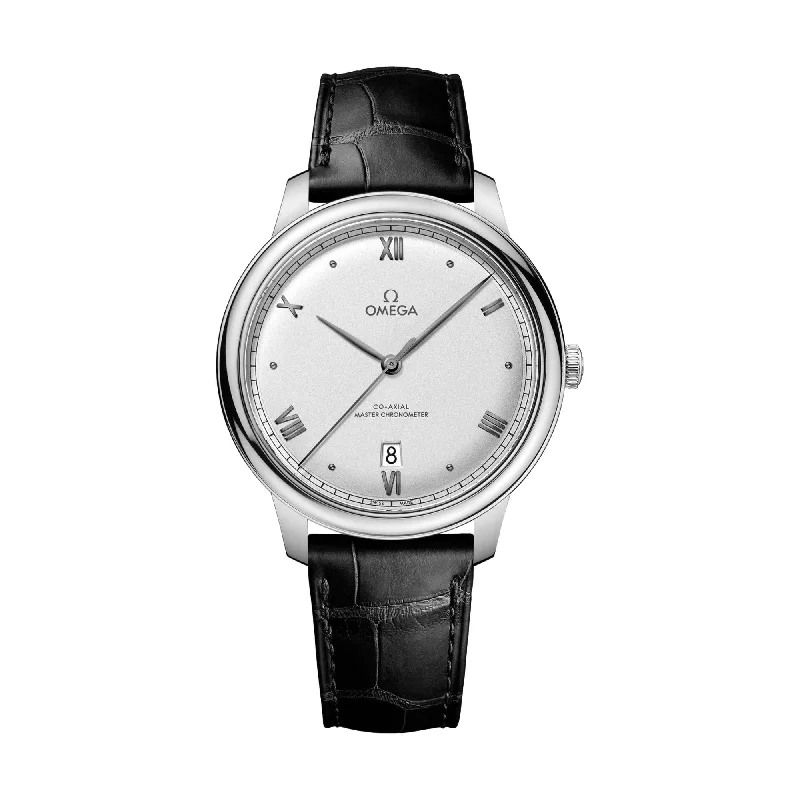 men's pilot watches with vintage style design -De Ville Prestige Co-Axial Master Chronometer 40mm - Silver on Leather Strap men's pilot watches with vintage style design -De Ville Prestige Co-Axial Master Chronometer 40mm - Silver on Leather Strap