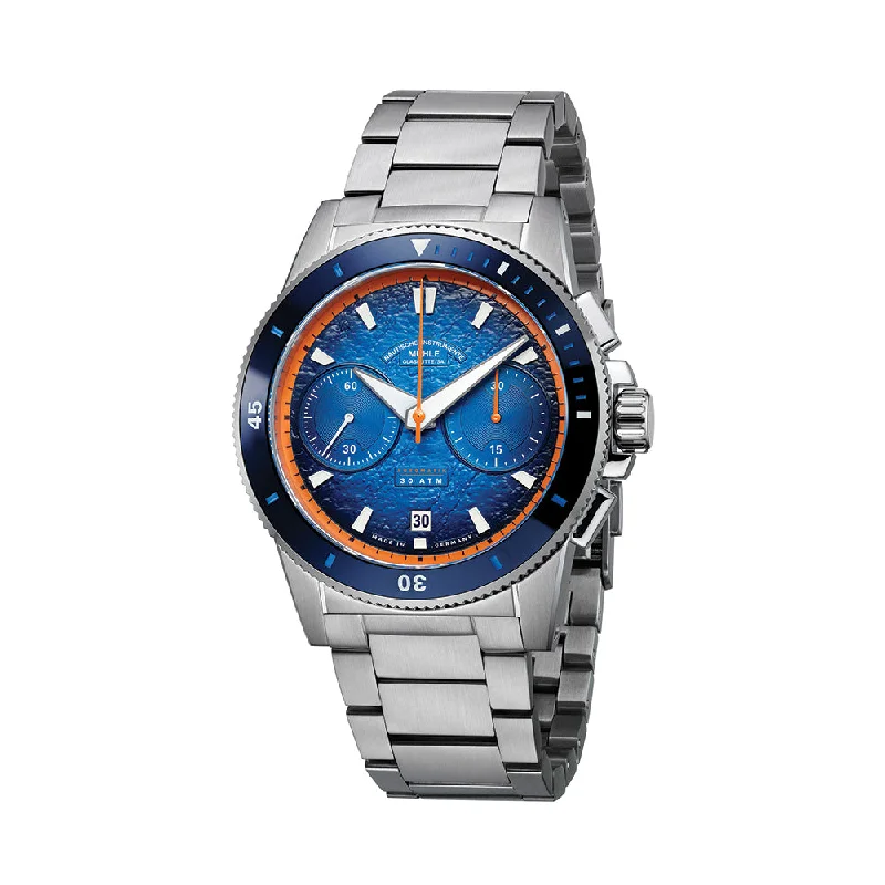 men's digital watches with phosphorescent style design -Sportivo Active Chronograph 42.5mm - Blue on Bracelet men's digital watches with phosphorescent style design -Sportivo Active Chronograph 42.5mm - Blue on Bracelet