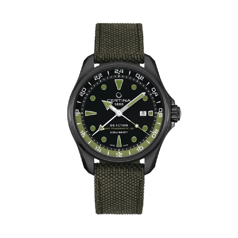 men's digital watches with special edition style design -DS ACTION GMT Green 43mm