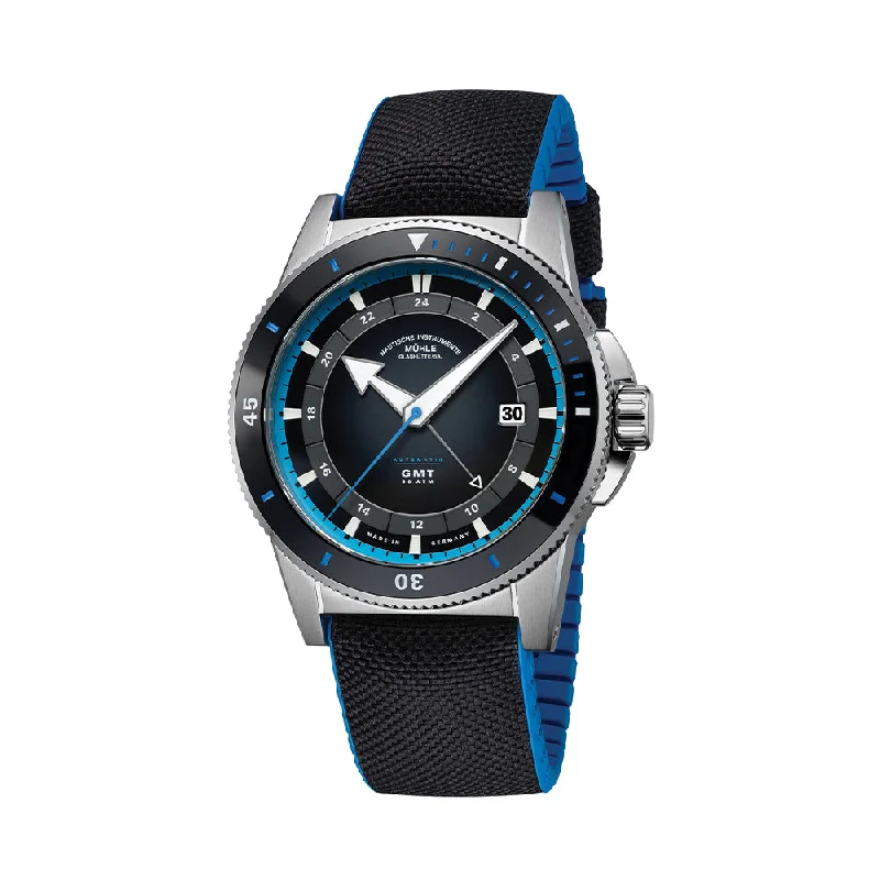 best men's GMT watches -Sportivo Travel GMT 42.5mm - Black on Canvas-Rubber Strap