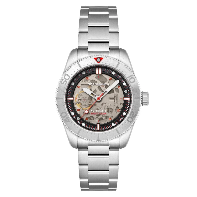 men's skeletonized watches with a distinctive crown design -Spinnaker Croft 42 Skeleton Automatic All Steel men's skeletonized watches with a distinctive crown design -Spinnaker Croft 42 Skeleton Automatic All Steel