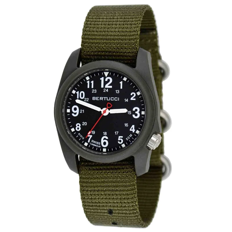 men's field watches for sailing -Bertucci DX3 Field Black Olive
