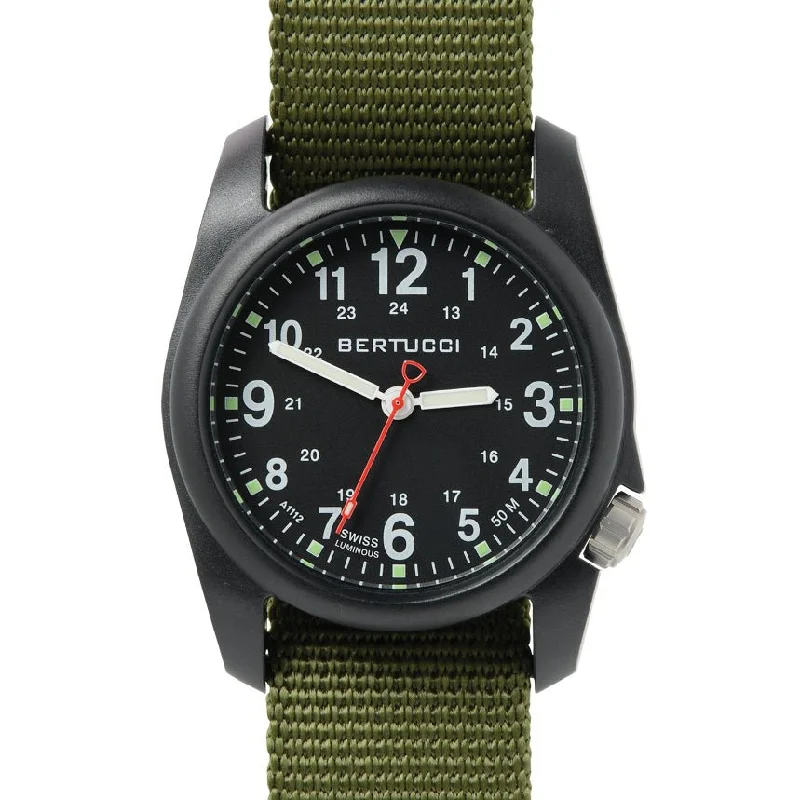 men's field watches with phosphorescent design -Bertucci DX3 Field Black Forest Green