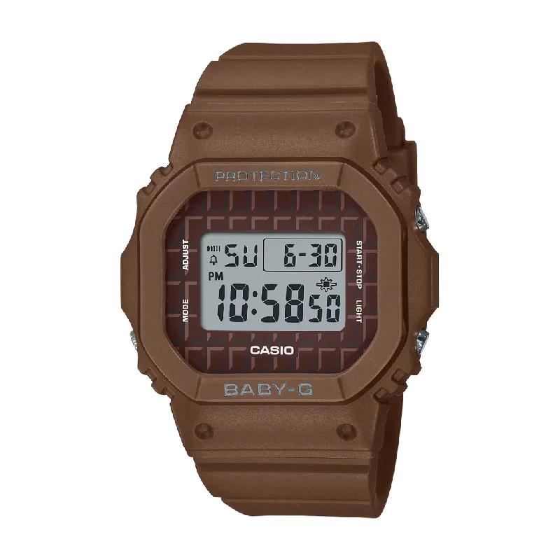 women's Casio with silicone straps -CASIO BABY-G BGD-565USW-5DR STANDARD DIGITAL BROWN WATCH