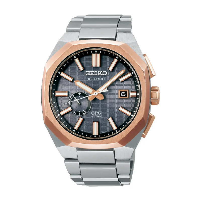 men's Seiko with day display function -SEIKO ASTRON SSJ014J1 ‘ROSE GOLD’ CRYSTAL BOX GPS SOLAR MEN WATCH