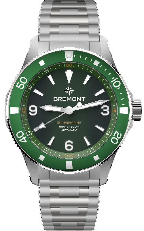 men's mechanical watches with LED light design -Bremont Supermarine 300M Green Bracelet men's mechanical watches with LED light design -Bremont Supermarine 300M Green Bracelet