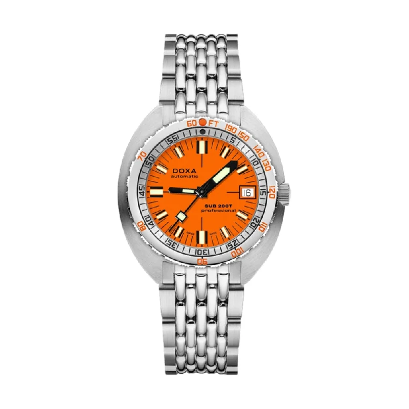 men's chronograph watches with leather straps -Sub 200T Professional Orange Dial on Bracelet, 39mm