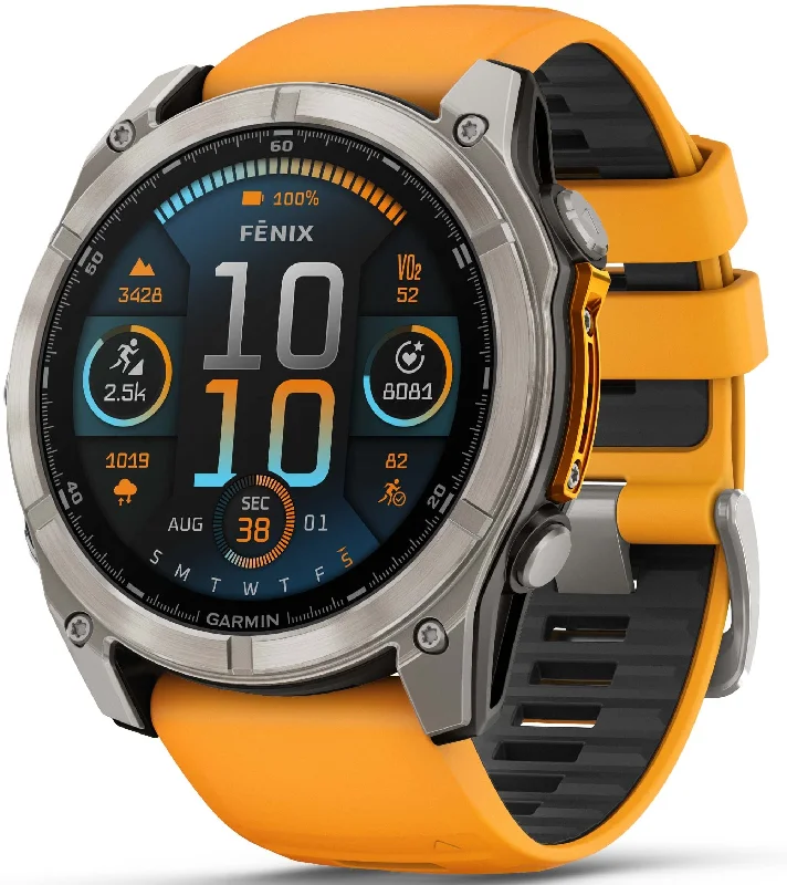 Mens Smart Watches Fashionable-Garmin Fenix 8 51mm Sapphire AMOLED Graphite Spark Orange Titanium Silicone Mens Smart Watches Fashionable-Garmin Fenix 8 51mm Sapphire AMOLED Graphite Spark Orange Titanium Silicone