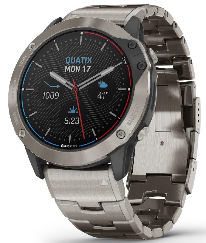 Mens Smart Watches Comparison-Garmin Watch Quatix 6X Solar Titanium Smartwatch D